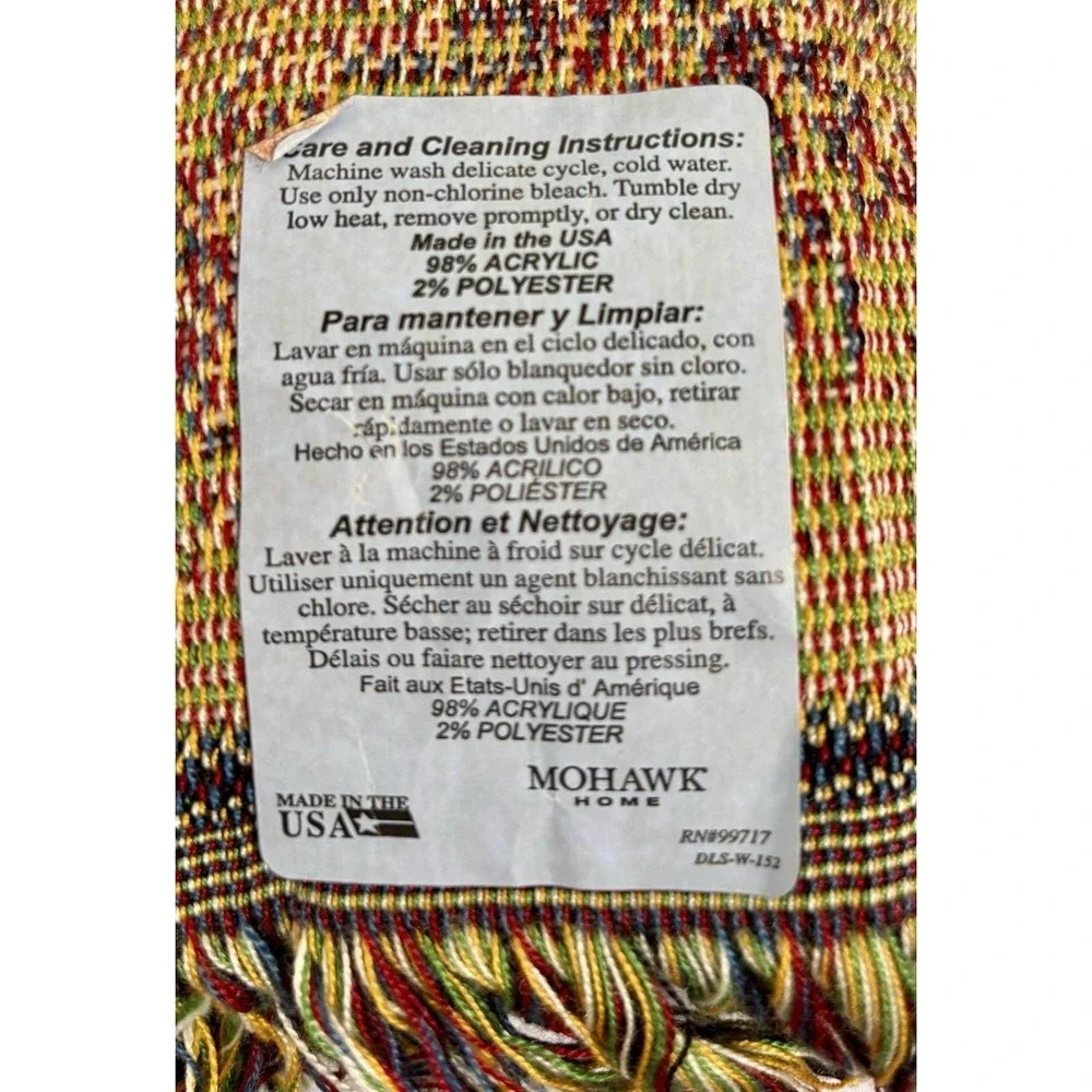 vintage Mohawk Home Winter Village Tapestry Throw Blanket Made In USA